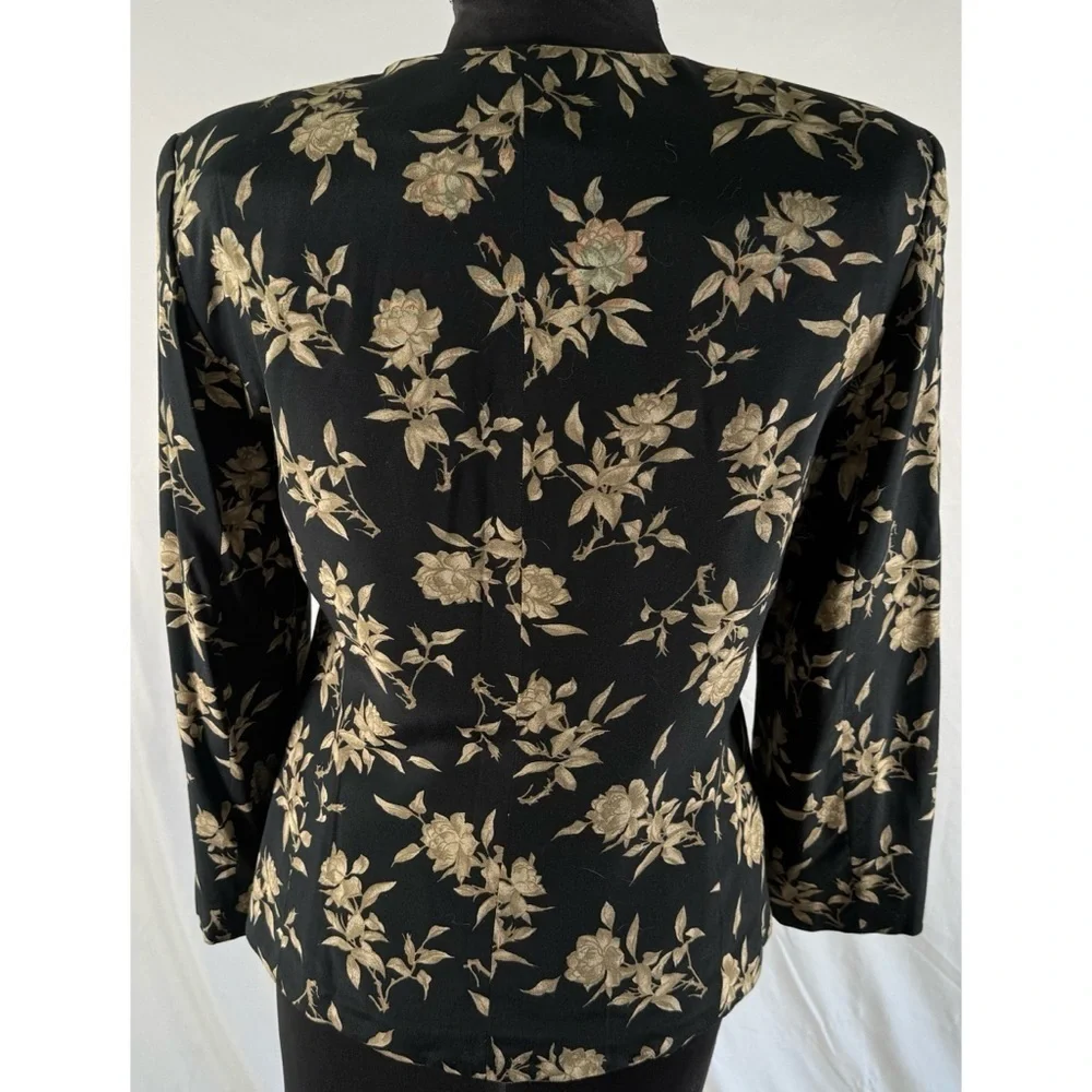 90’s Vintage ‘Rena Rowan’ Black and Gold Floral Blazer